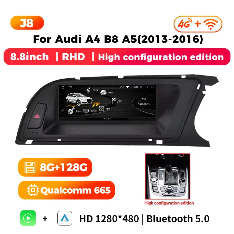 wireless carplay Android auto bluetooth car stereo radio for audi a4 b8 a5 S4 Multimedia Player Navigation GPS touch screen RHD
