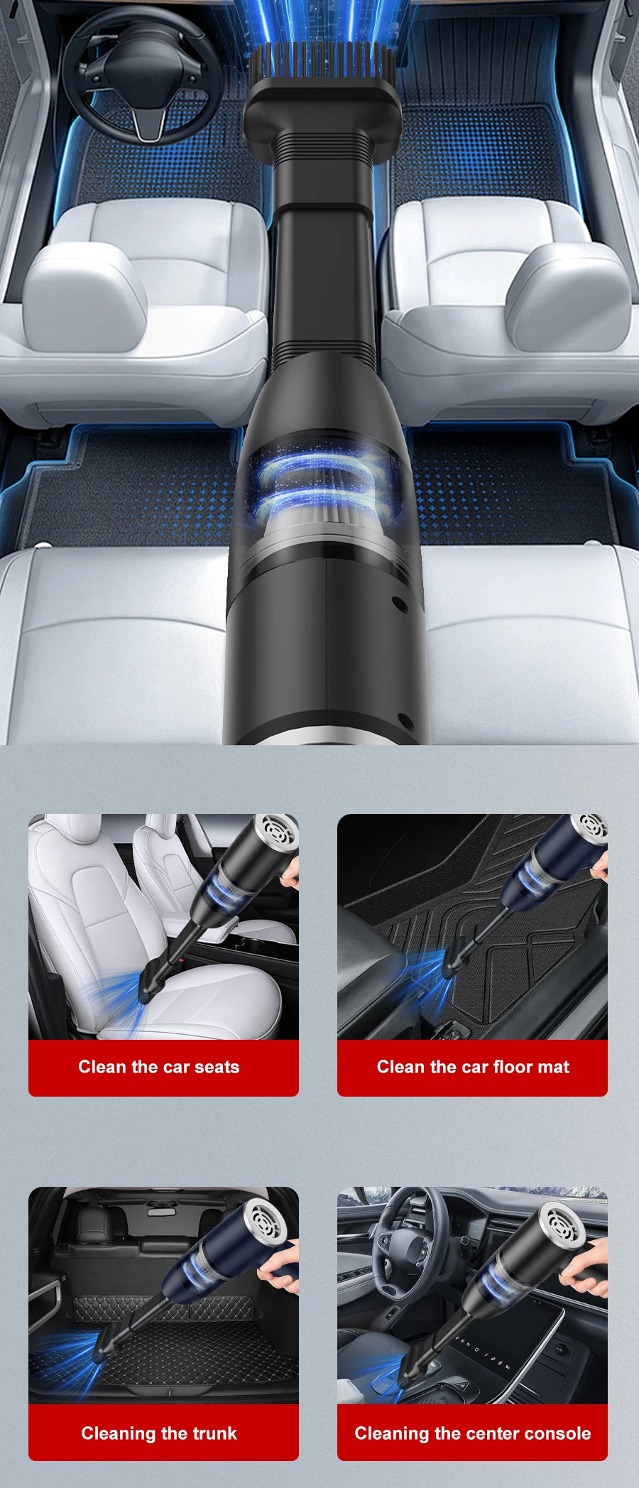 Xiaomi Car Vacuum Cleaner Handheld Wireless Vacuum Clean Household Car Mounted Strong Suction Multifunctional Vacuum Cleaner New
