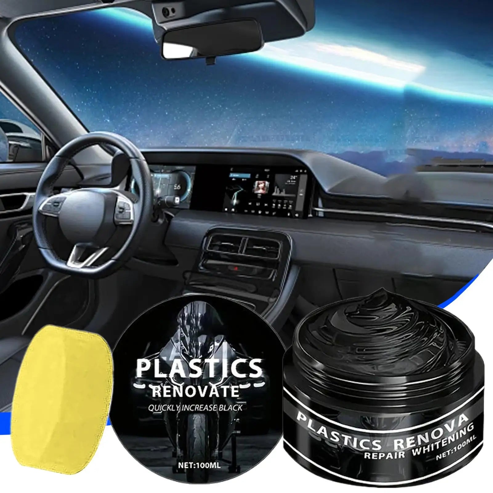 Car & Motorcycle Renovation Wax Plastic & Rubber Repair Cream - Nano Enhanced Black Car Wax Renovation Wax Interior Restorer