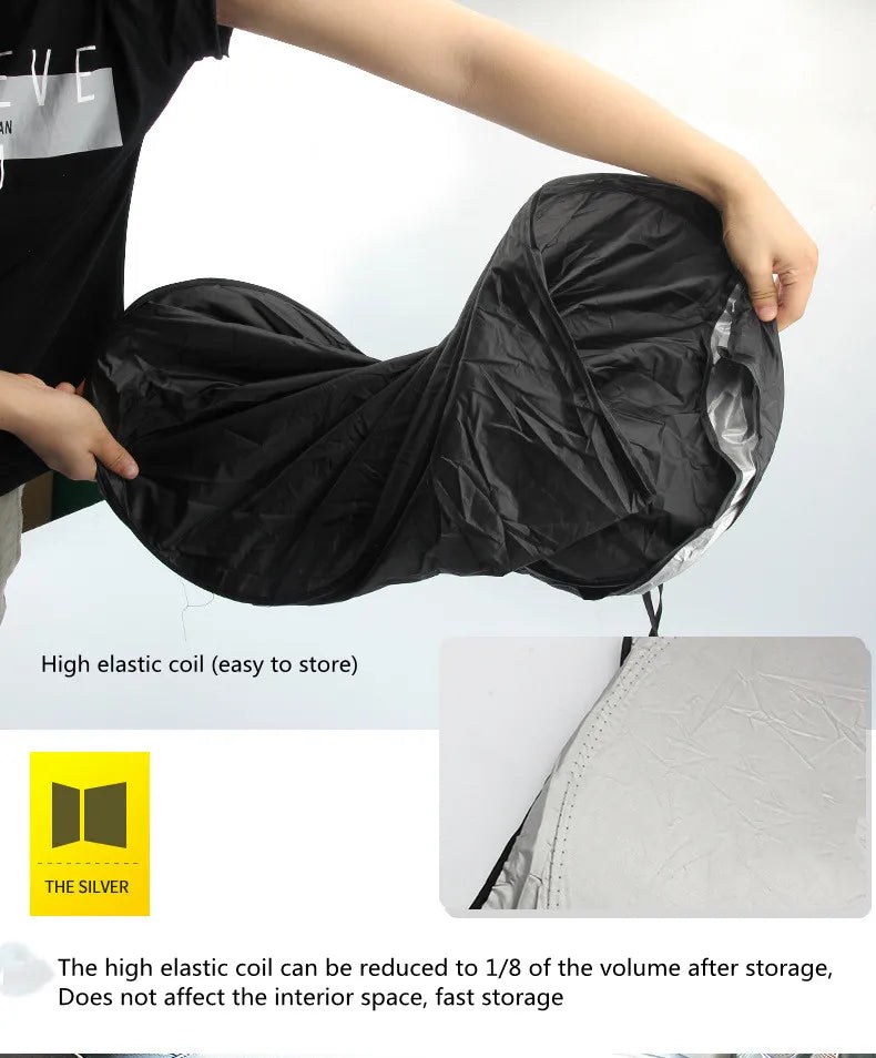 Car Windshield Sun Shade with Storage Pouch | Durable Material Car Sun Visor ,Sun Heat Protection | Car Interior Accessories