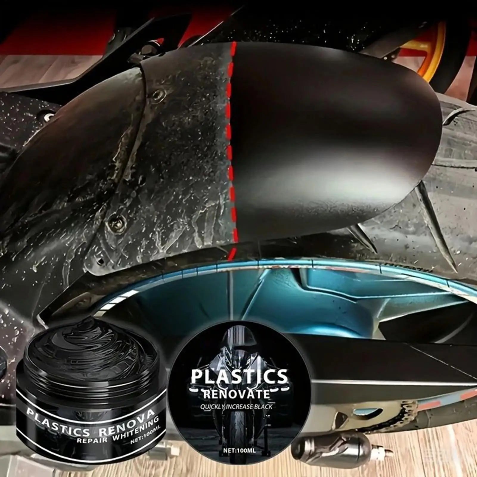 Car & Motorcycle Renovation Wax Plastic & Rubber Repair Cream - Nano Enhanced Black Car Wax Renovation Wax Interior Restorer