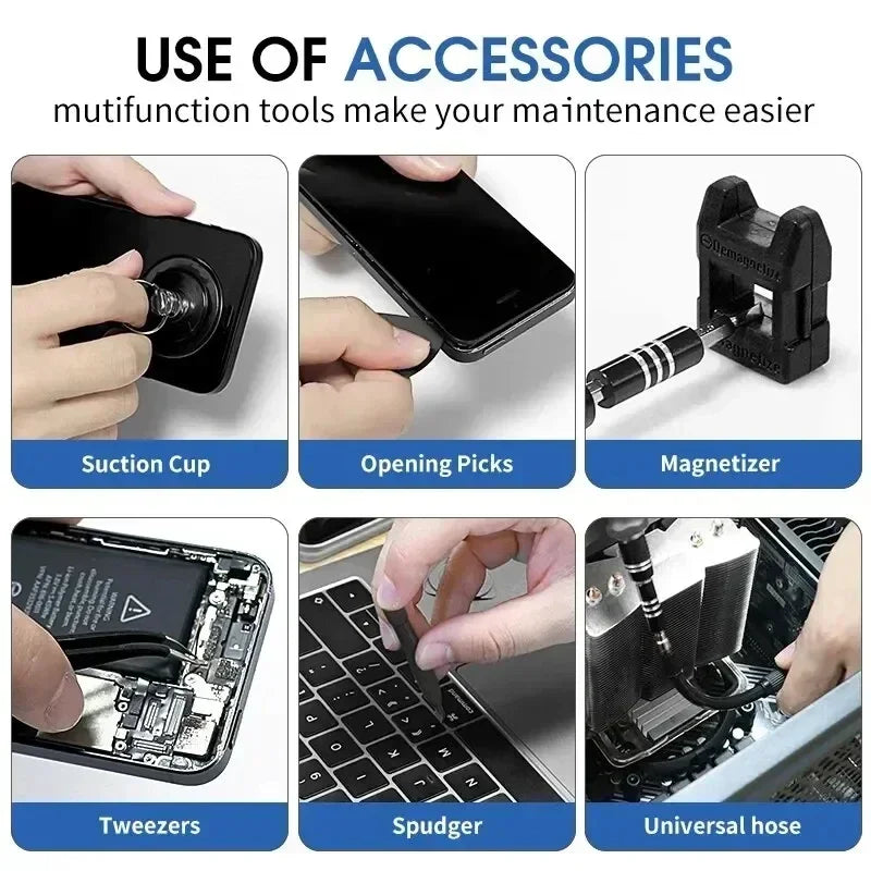 Magnetic Precision Screwdriver Set 115 in 1 Electronics Repair Tools Professional Nut Driver for Laptop Phone PC Maintenance