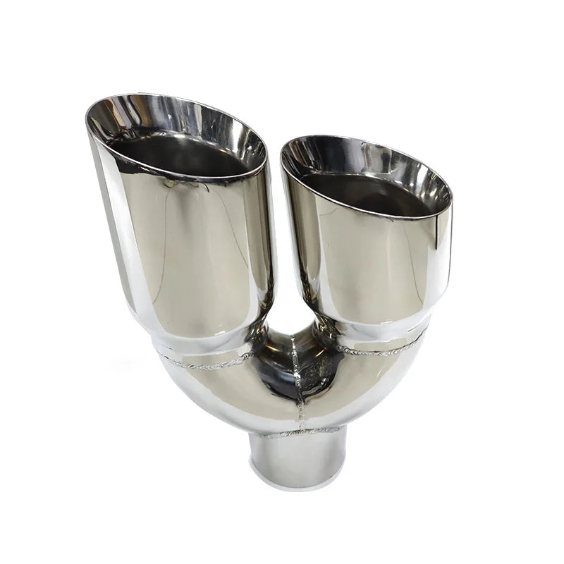 Y Shape Car Dual Exhaust Tip Universal Muffler Tip Stainless Steel Exhaust Pipe Nozzle 2.8" Inlet Tailpipe 8.46" Outlet Nozzle