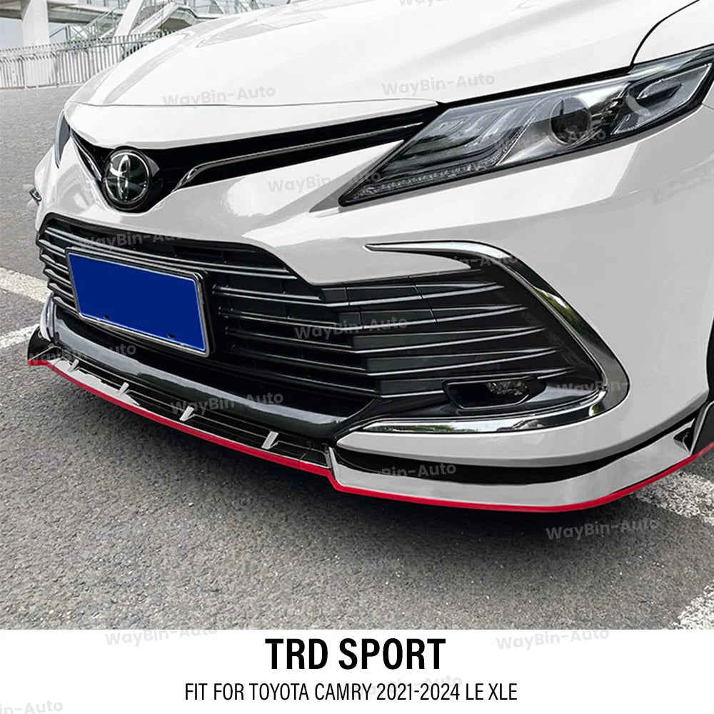 TRD Sport Front Body Kits For Toyota Camry LE SE XLE XSE 2021-2024 ABS Tuning Front Bumper Lip Side Splitter Spoiler Accessories