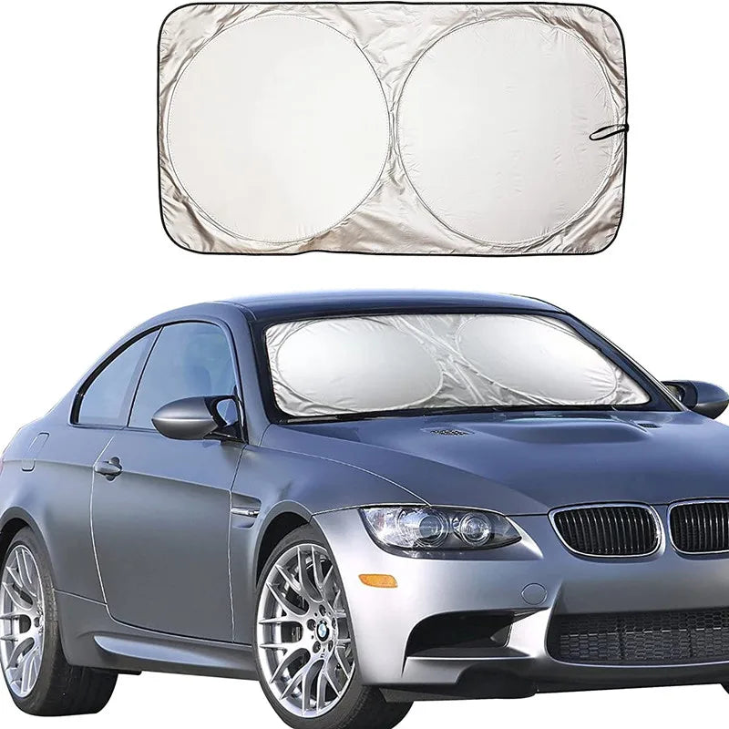 Car Windshield Sun Shade with Storage Pouch | Durable Material Car Sun Visor ,Sun Heat Protection | Car Interior Accessories