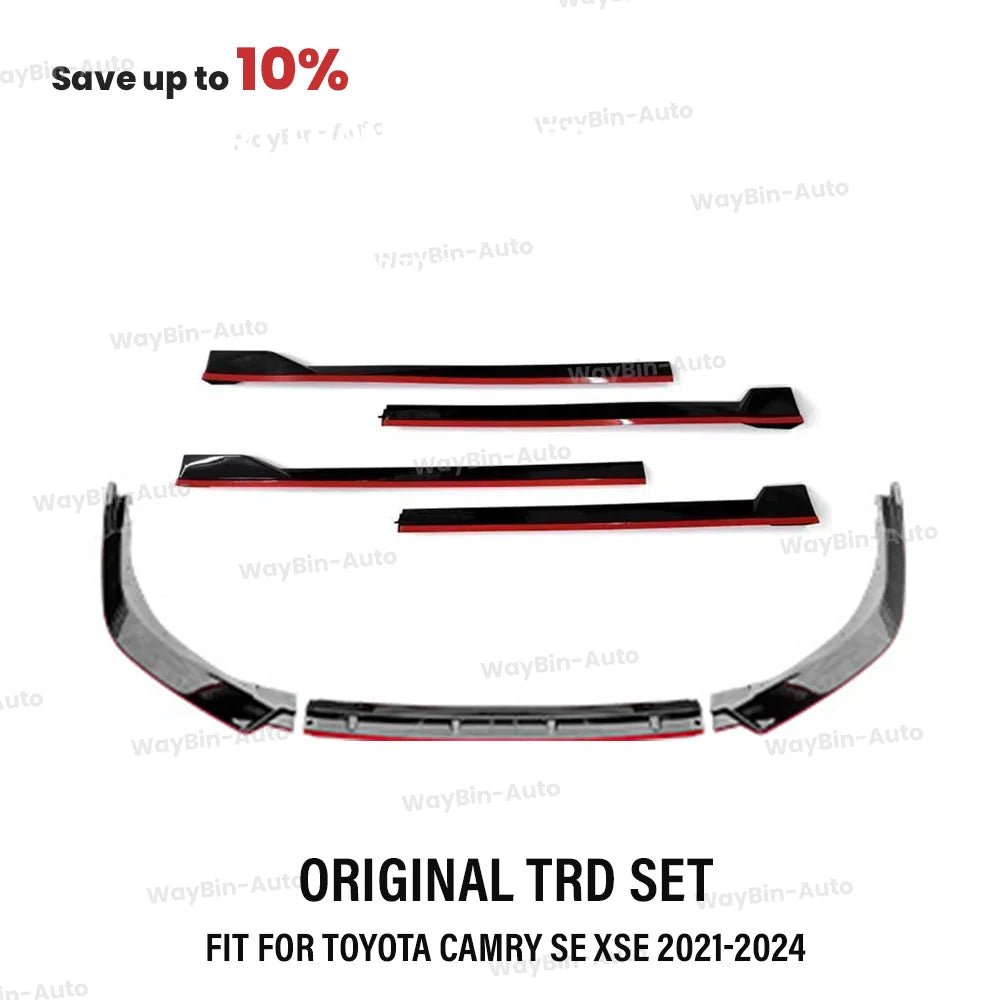 TRD Sport Front Body Kits For Toyota Camry LE SE XLE XSE 2021-2024 ABS Tuning Front Bumper Lip Side Splitter Spoiler Accessories