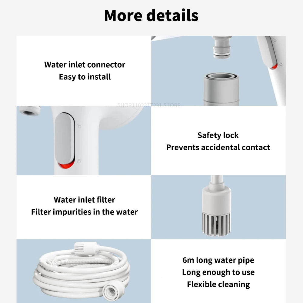 Xiaomi Mijia Electric Car Washer Gun 2.4MPA High Pressure Cleaner Foam Nozzle Auto Cleaning Care Cordless Car Washing Water Gun