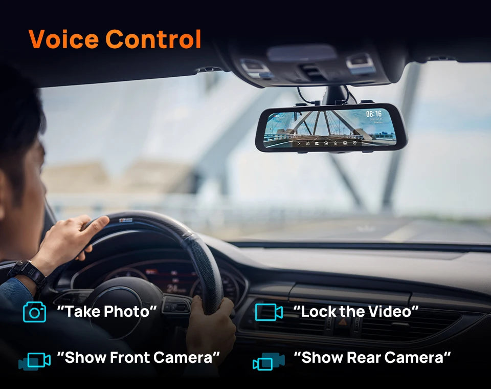 70mai Rearview Dash Cam S500 9.35'' Touch Screen 70mai S500 Car DVR 3K Super Capacitor Dual-Channel HDR Voice Control 24H Park