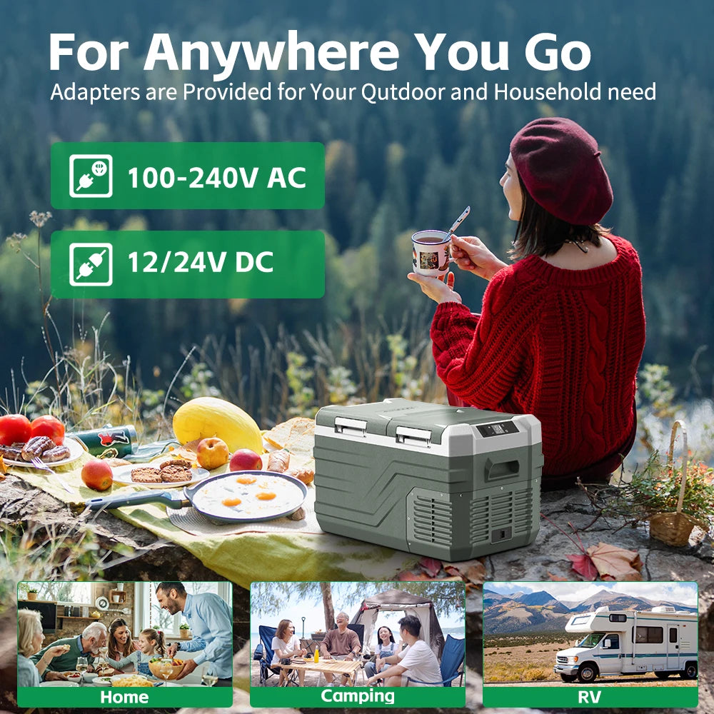 Alpicool NLS 20L 30L 40L Car Refrigerator Dual Zone 12V Portable Compressor Fridge Freezer 12/24V DC 100-240V AC for Camping