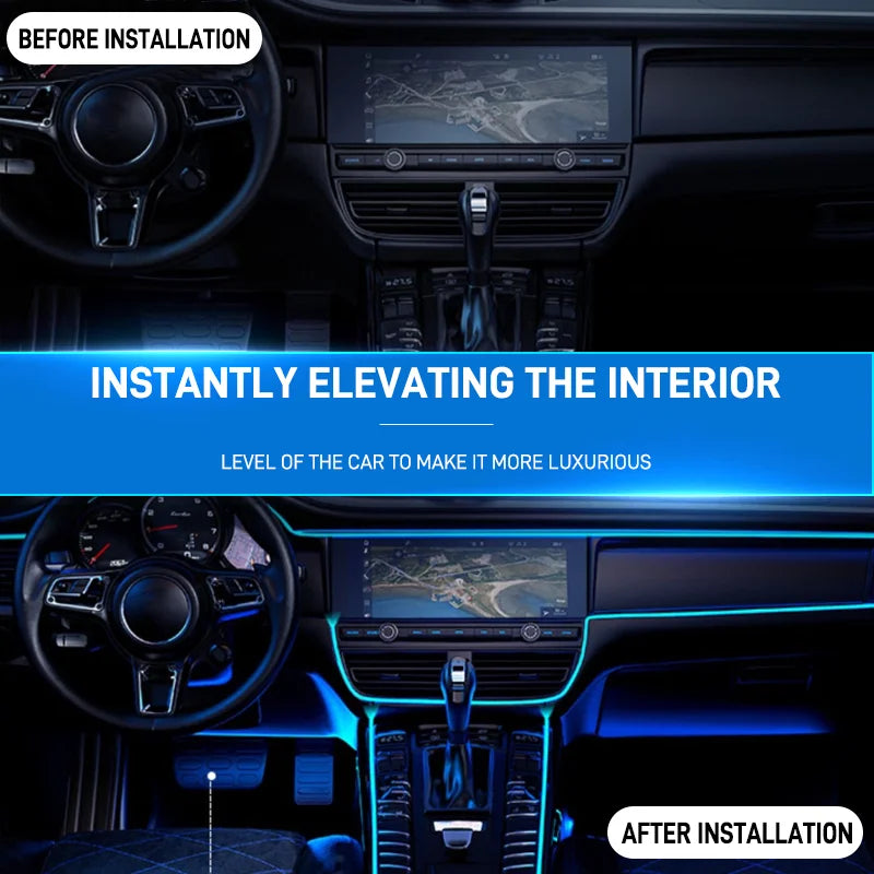 1/2/3/4/5M Car Led lampe décorative câblage bande néon flexible USB Interior lighting of the vehicle，Diode d'ambiance de fête