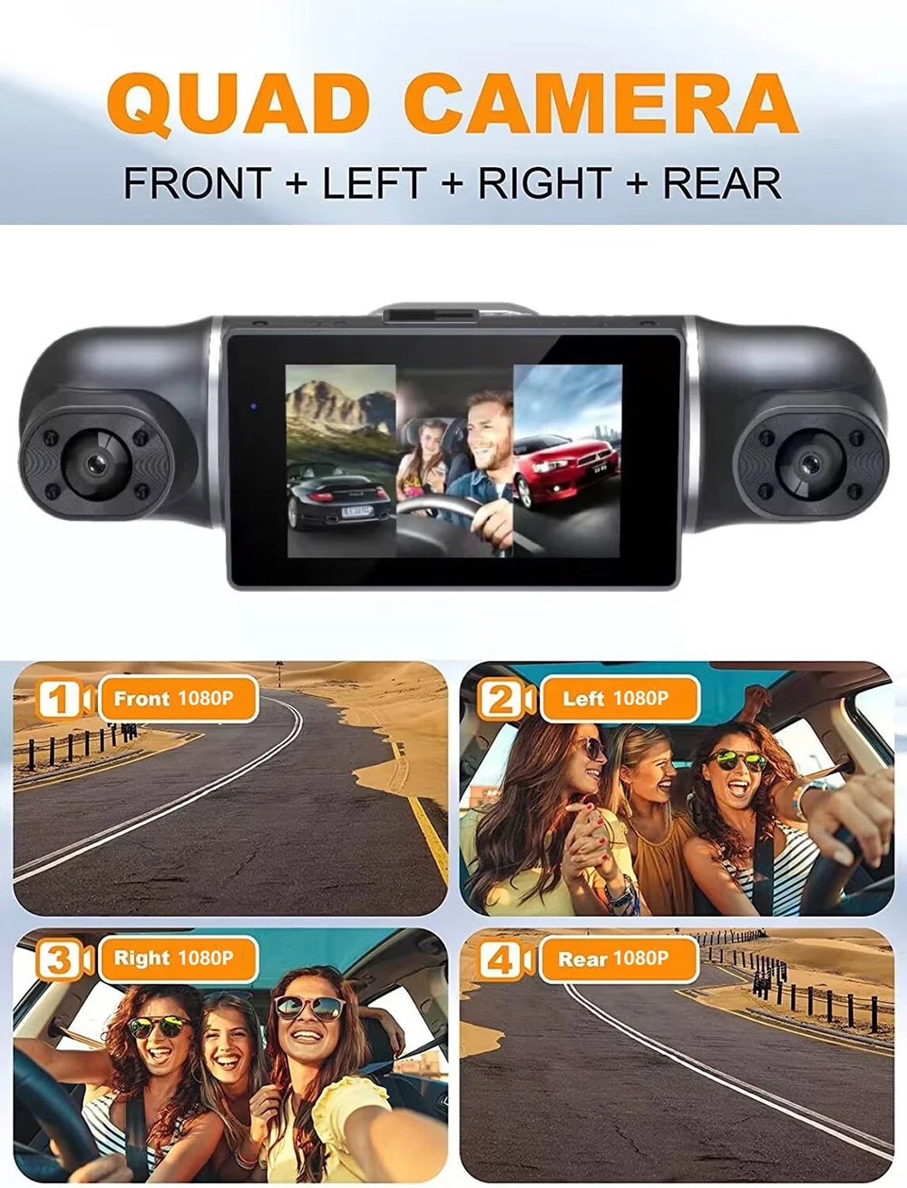 4Camera Car DVR 4*1080P 360 Degrees Video Recorder WIFI GPS Dash Cam Front right left Rear View camera 24h Parking Monitor Gift