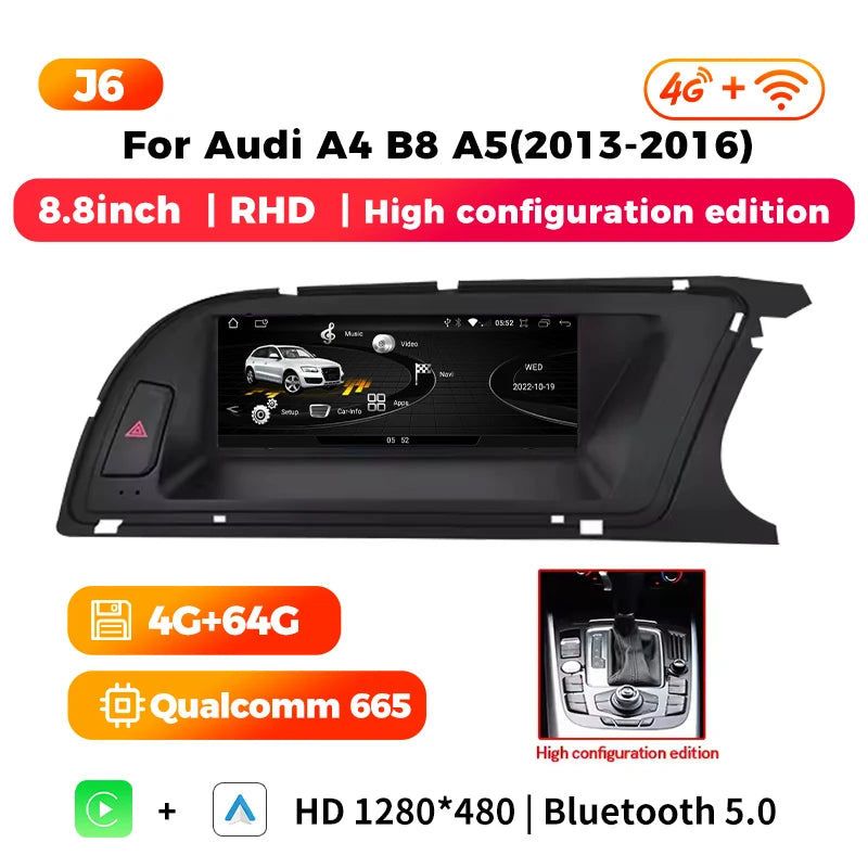 wireless carplay Android auto bluetooth car stereo radio for audi a4 b8 a5 S4 Multimedia Player Navigation GPS touch screen RHD