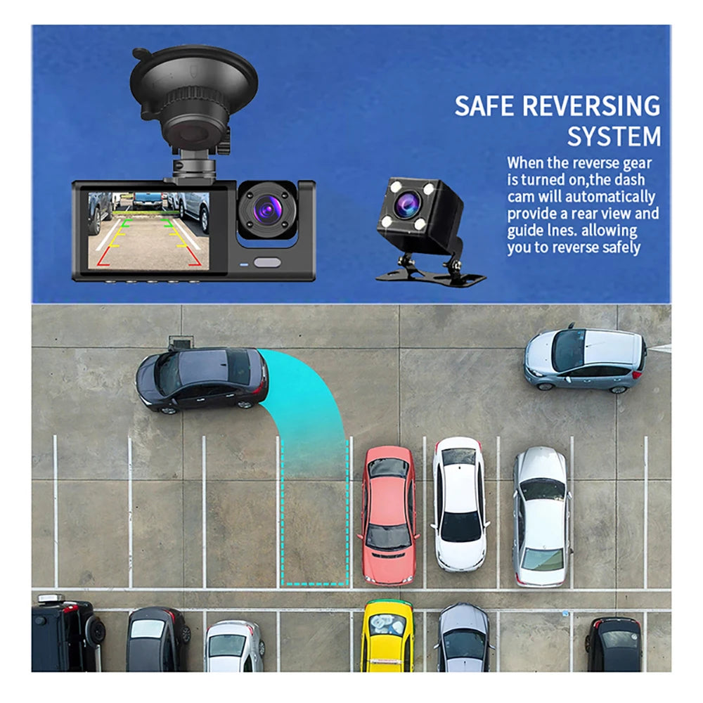 WIFI APP Control Car Dvr 3 Channel 1080P Dash Cam for Cars Front and Rear View Recorder Video Car Camera for Car Assecories