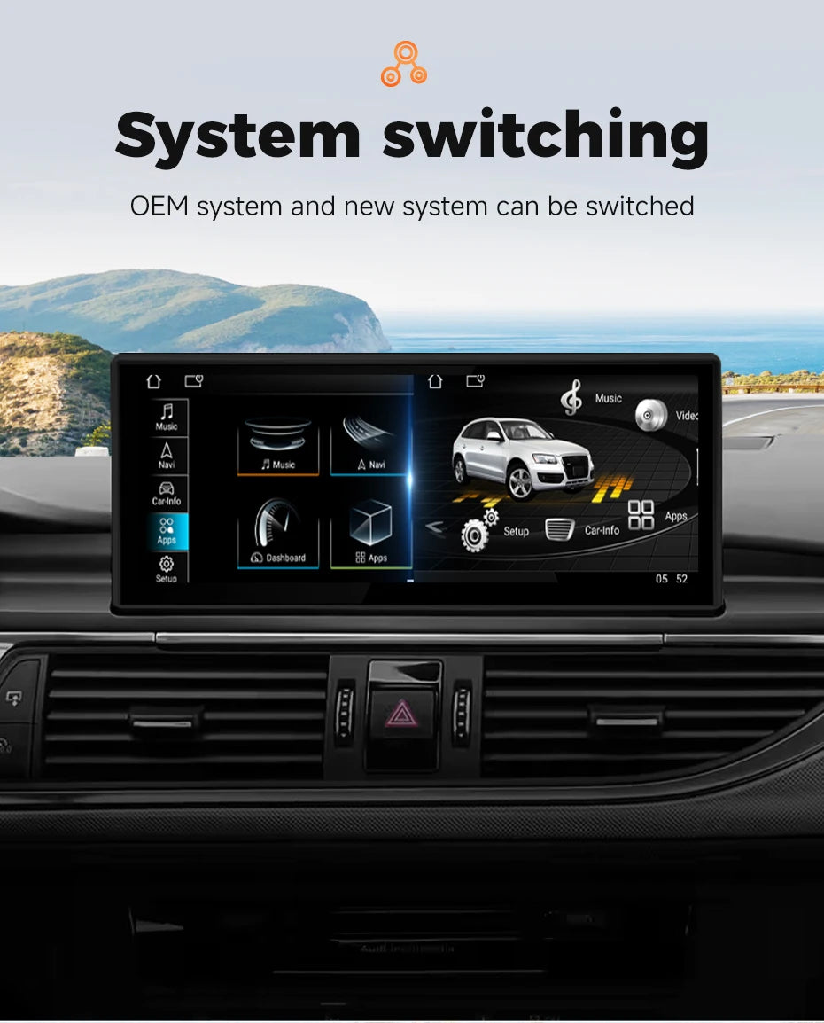 Android 14 bluetooth Car Radio Multimedia Player Carplay Screen Stereo ntelligent car systems GPS Navigation For Audi A6 A7 C7