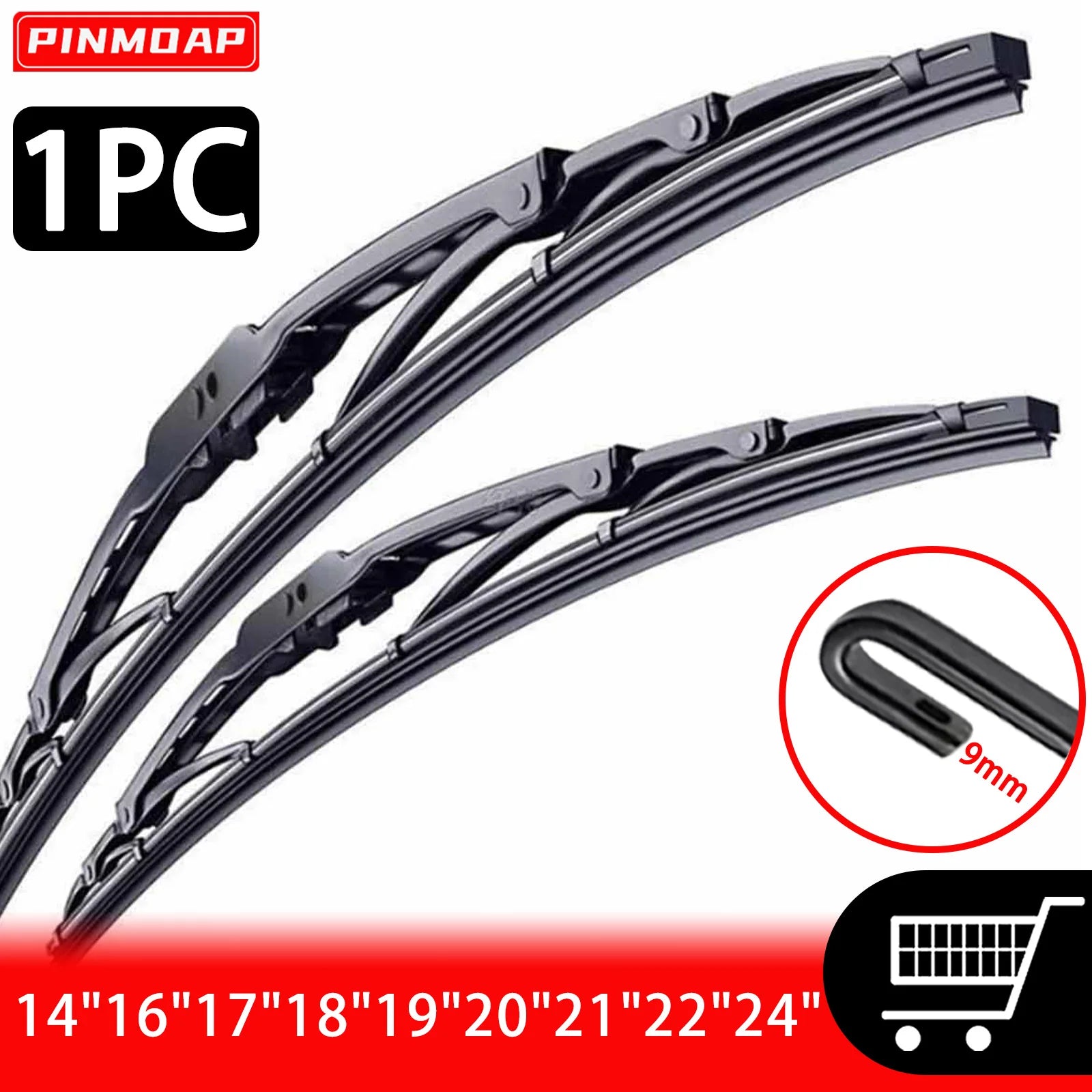 Advanced Silent Rubber Car Wiper Blade U-Shaped Frame Design Universal U/J Hook 14"16"17"18"19"20"21"22"24" Windshield Wiper