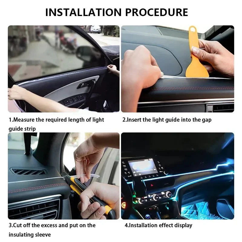 1/2/3/4/5M Car Led lampe décorative câblage bande néon flexible USB Interior lighting of the vehicle，Diode d'ambiance de fête