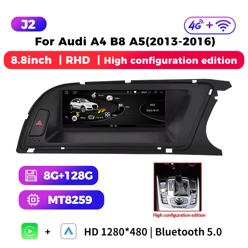 wireless carplay Android auto bluetooth car stereo radio for audi a4 b8 a5 S4 Multimedia Player Navigation GPS touch screen RHD