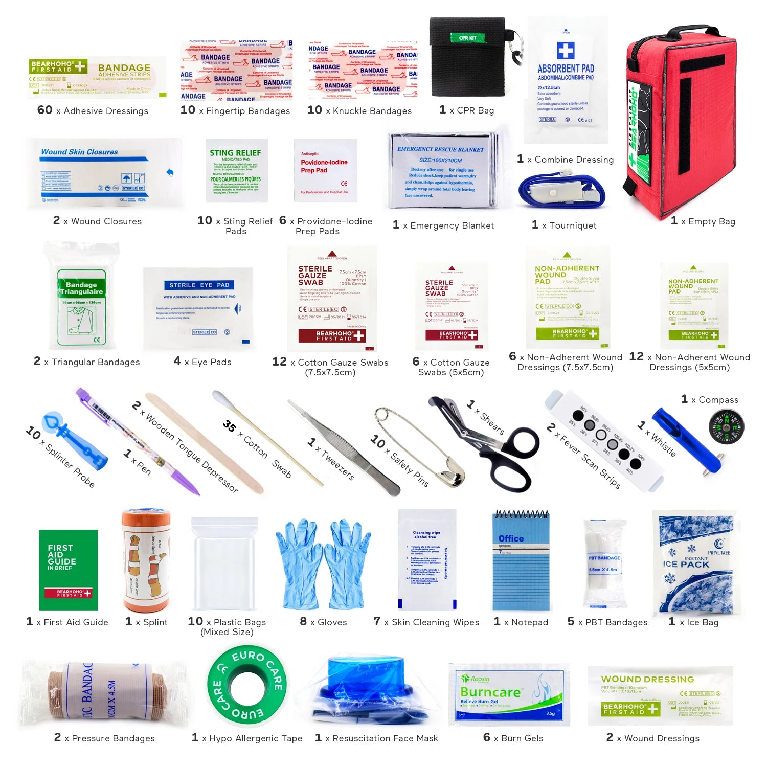 BearHoHoLarge Size Handy First Aid Kit Bag Emergency Kit Medical Rescue Bag for Workplace Home Outdoor Car Travel Hiking Camping