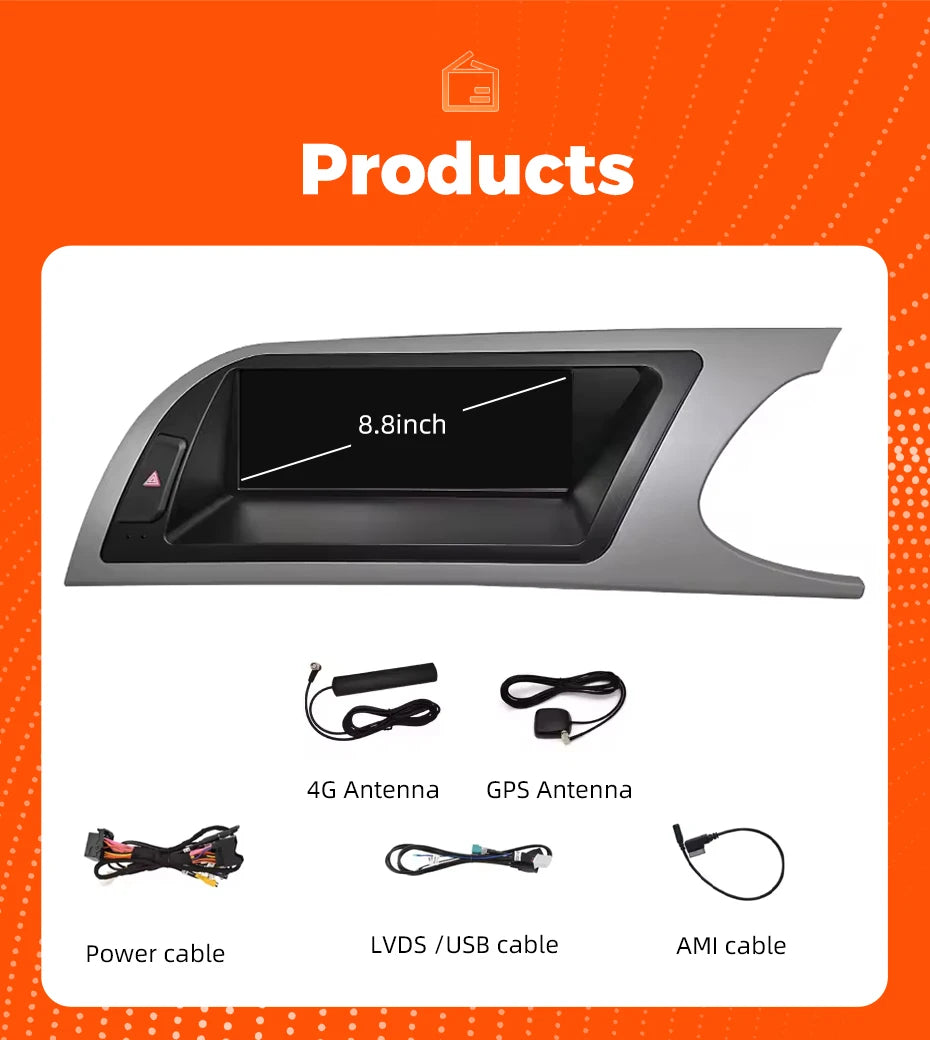 wireless carplay Android auto bluetooth car stereo radio for audi a4 b8 a5 S4 Multimedia Player Navigation GPS touch screen RHD