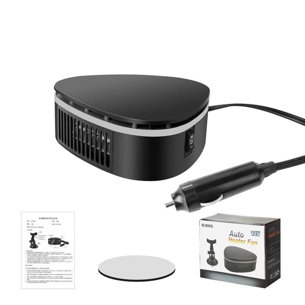 Car Heater 12V Windshield Defrosting Defogging Fan Winter Heating Cooling Fan 360° Adjustable Heating Fan With Suction Cup