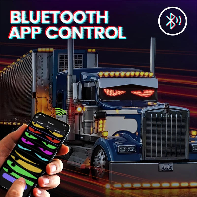 Dynamic Devil Eyes Light for Cars Truck Windshield Programmable LED Display Flexible Soft Screen Bluetooth APP Remote Control