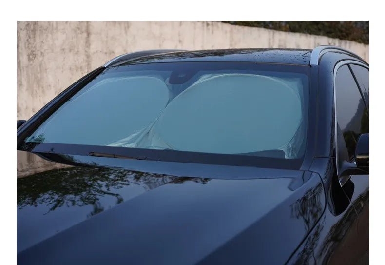 Car Windshield Sun Shade with Storage Pouch | Durable Material Car Sun Visor ,Sun Heat Protection | Car Interior Accessories