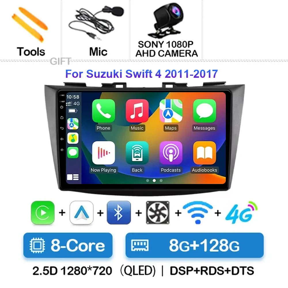 Android 15 Car Radio For Suzuki Swift 4 2011-2017 Wireless Carplay Auto Radio Multimedia Player 4G Wifi GPS DSP 48EQ 2din