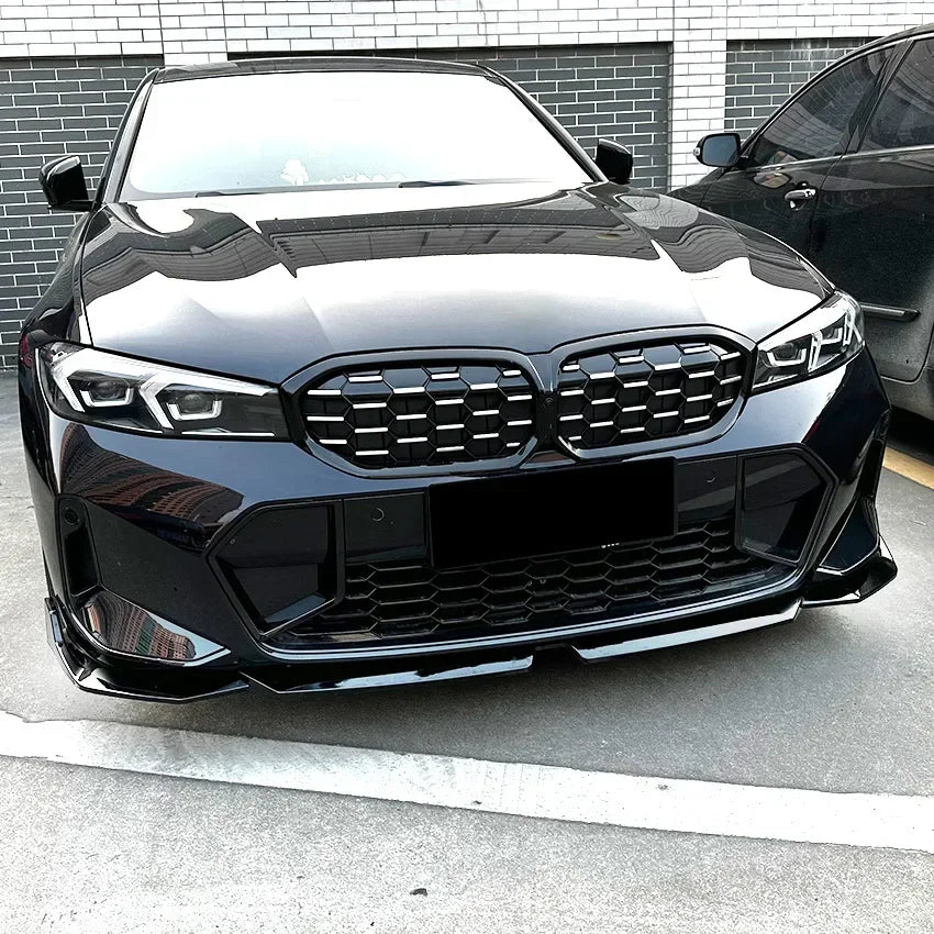 Car Front Bumper Splitter Lip Body Kit Spoiler Diffuser Black Accessories For BMW 3 Series G20 LCI M Sport 320i 325i 2023+