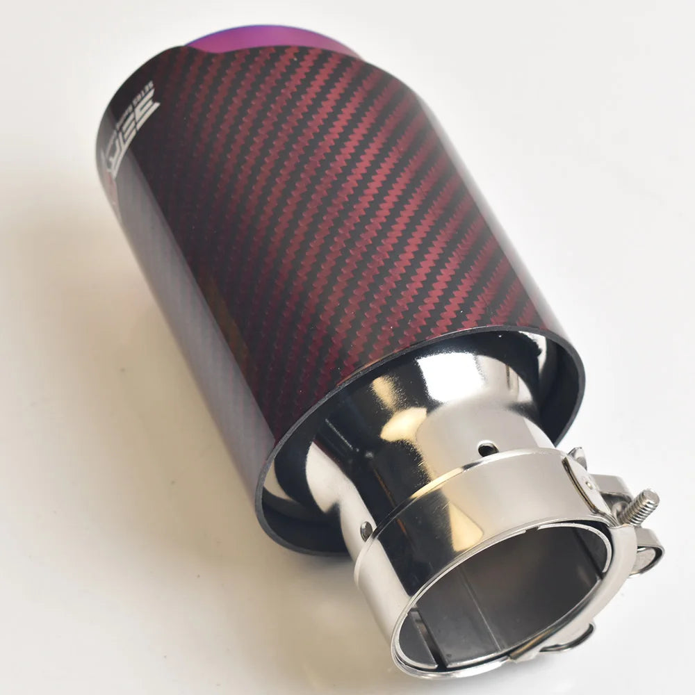 Purple Exhaust Pipe Glossy Twill Red Fiber Carbon Car Modified  Nozzles Tails Muffler Tip