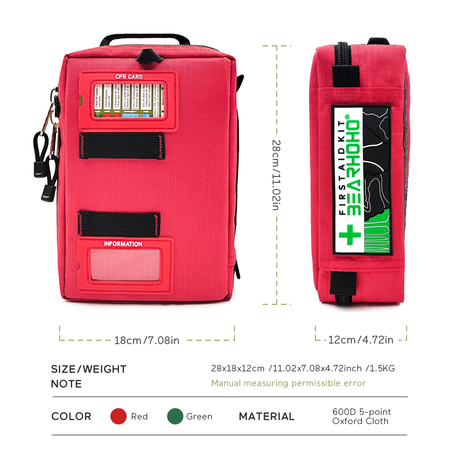 BearHoHoLarge Size Handy First Aid Kit Bag Emergency Kit Medical Rescue Bag for Workplace Home Outdoor Car Travel Hiking Camping