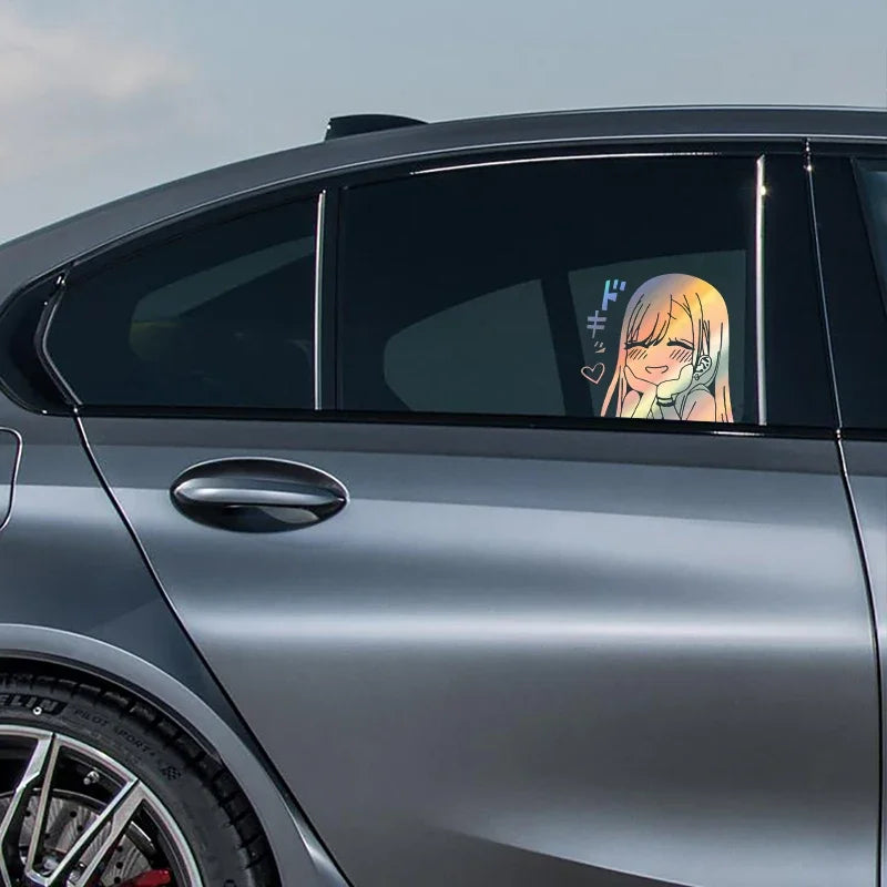 personalityCar interior stickers Cute anime car stickers Car window bumpers Die-cut vinyl stickers Audi BMW car decorative acces