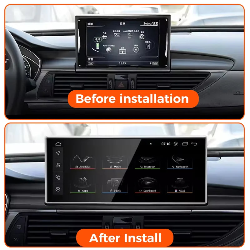 Android 14 bluetooth Car Radio Multimedia Player Carplay Screen Stereo ntelligent car systems GPS Navigation For Audi A6 A7 C7