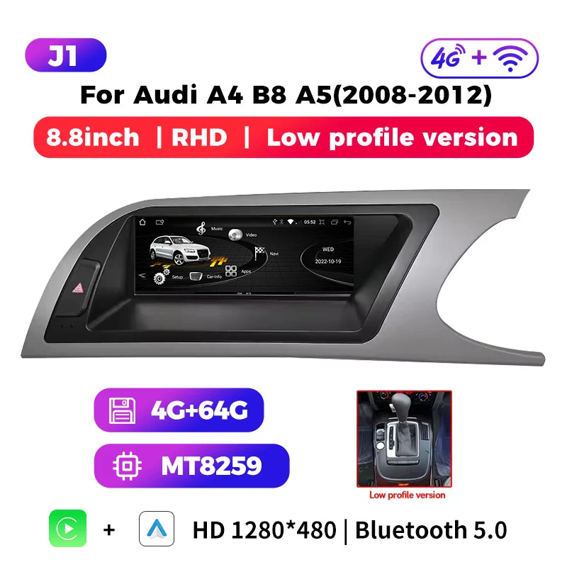 wireless carplay Android auto bluetooth car stereo radio for audi a4 b8 a5 S4 Multimedia Player Navigation GPS touch screen RHD