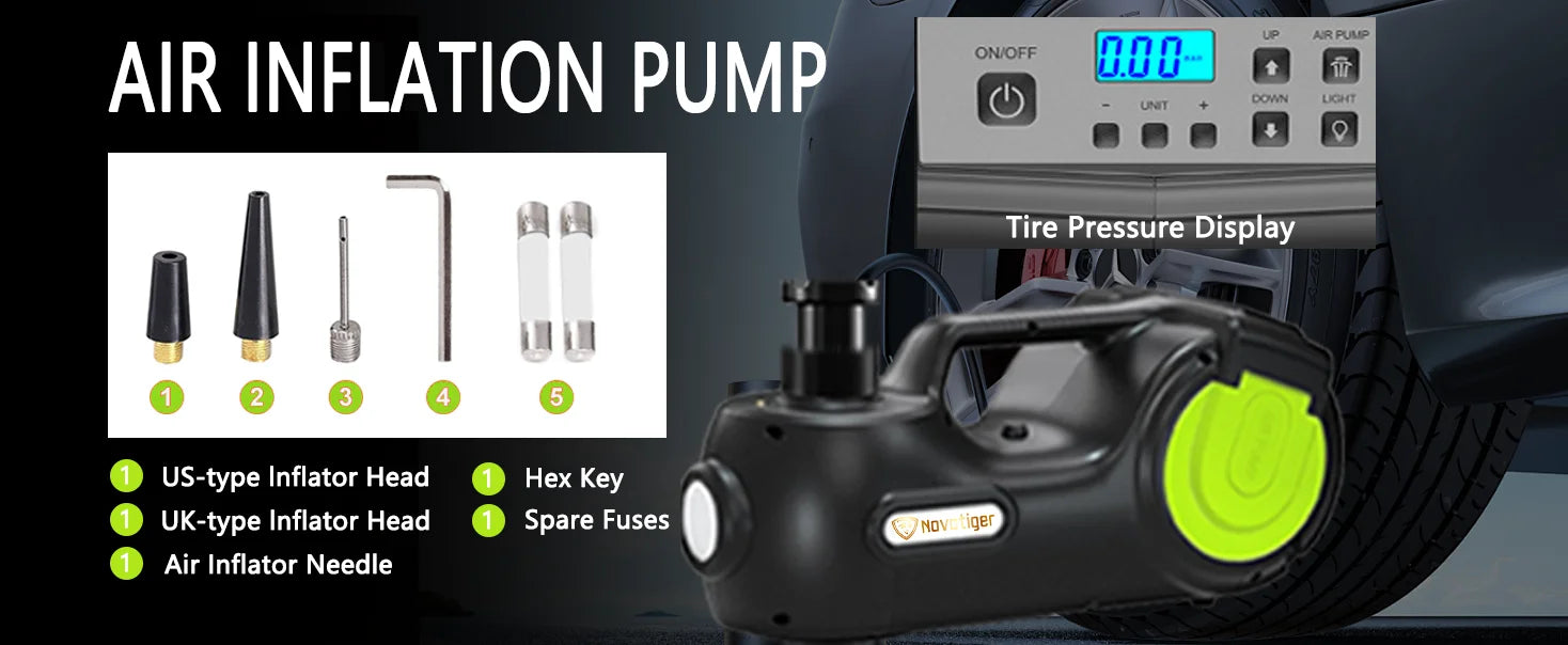 Electric Car Jack 5 Ton 4 in 1 Electric Hydraulic Jack 155-530mm With Electric Wrench Compressor LED Light