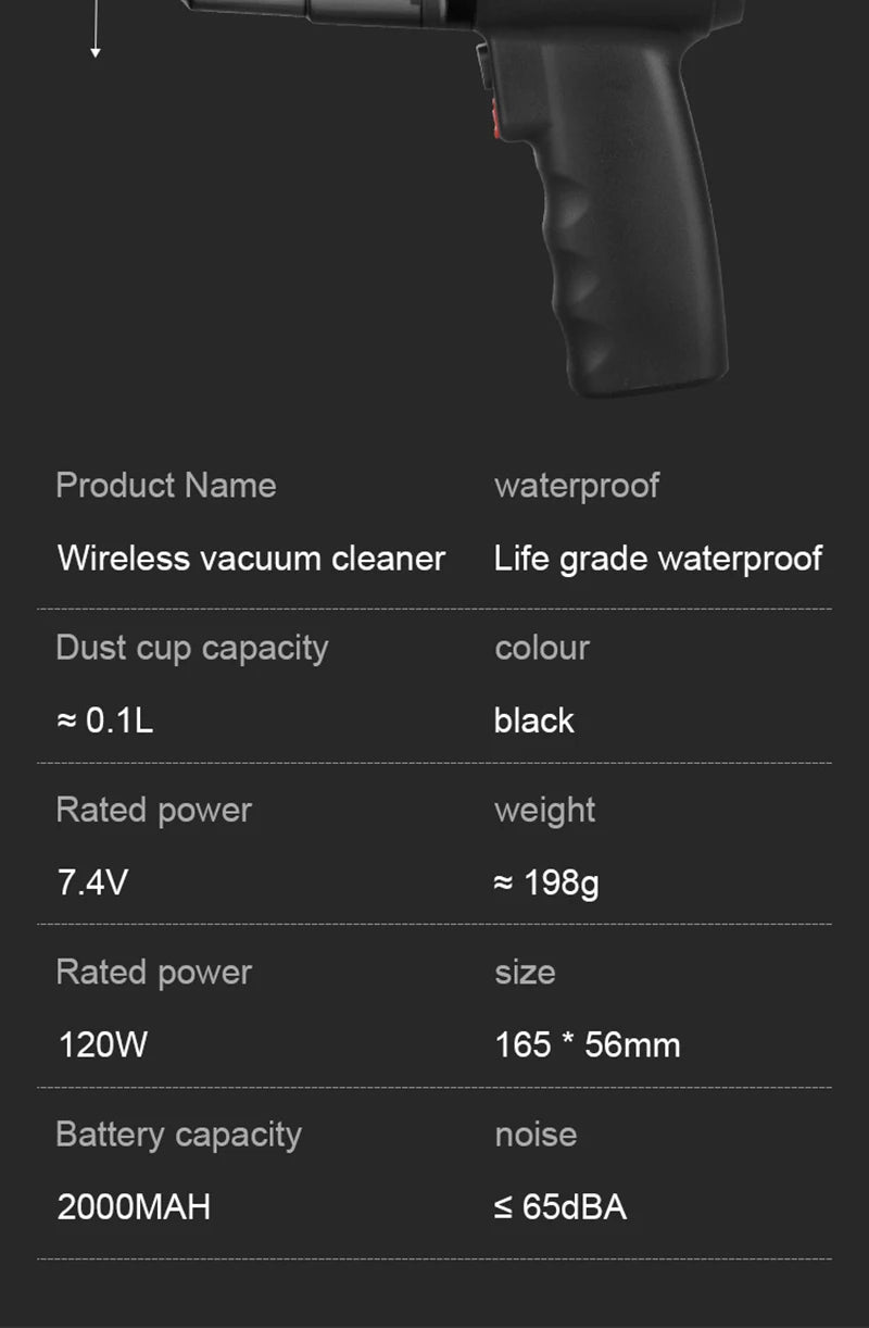 Xiaomi  2900000PA Car Wireless Vacuum Cleaner 120W Powerful Portable Handheld For Home & Auto Lightweight Cordless Rechargeable